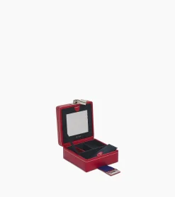 Boite à bijoux de voyage en cuir - Garnet red