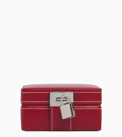 Boite à bijoux de voyage en cuir - Garnet red