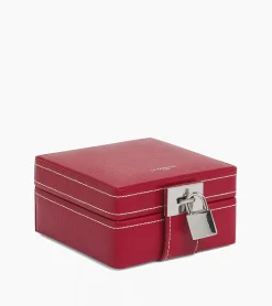 Boite à bijoux de voyage en cuir - Garnet red