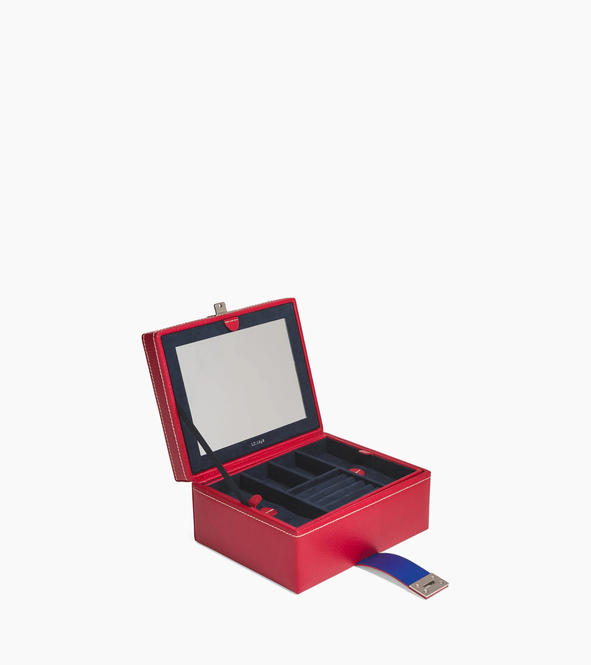 Boite à bijoux moyen modèle en cuir - Garnet red
