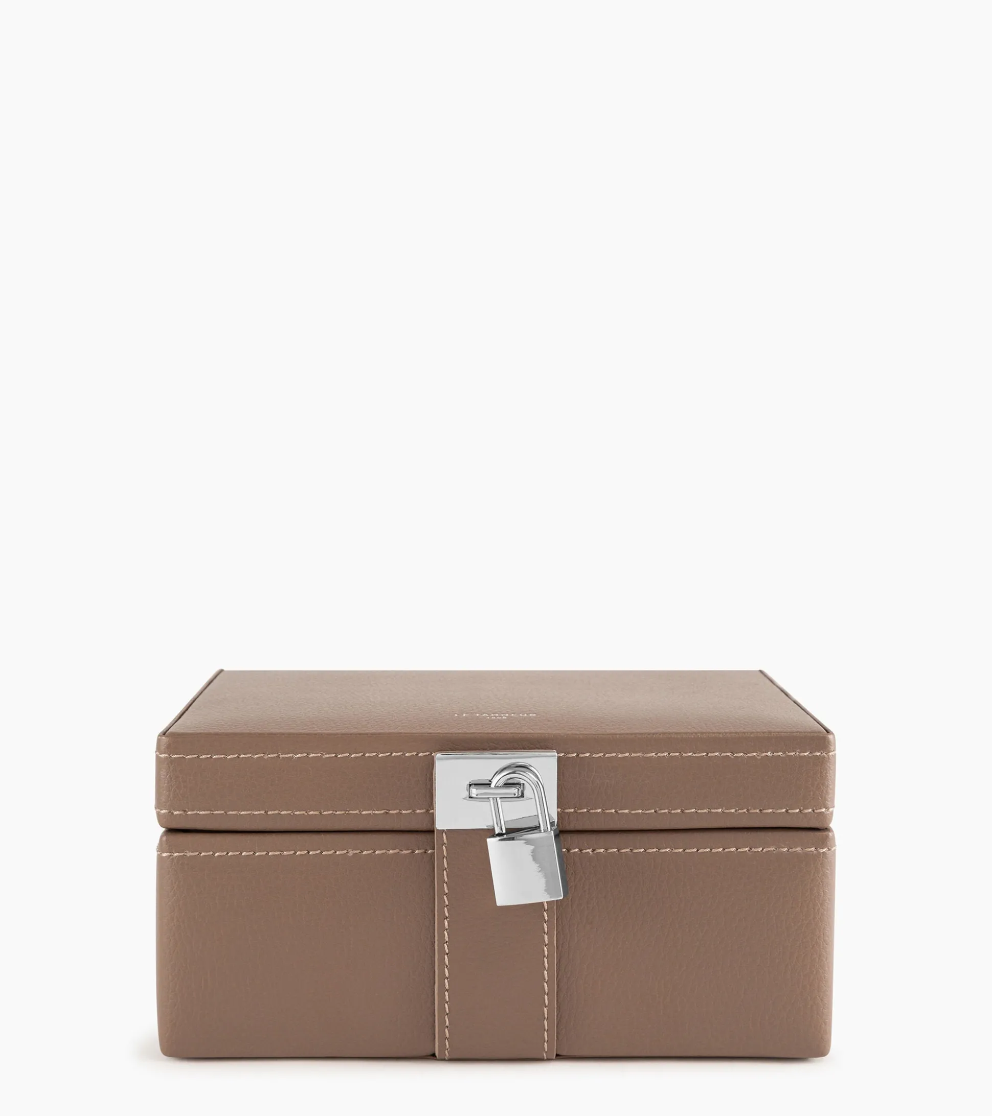 Boite à bijoux moyen modèle en cuir - Taupe