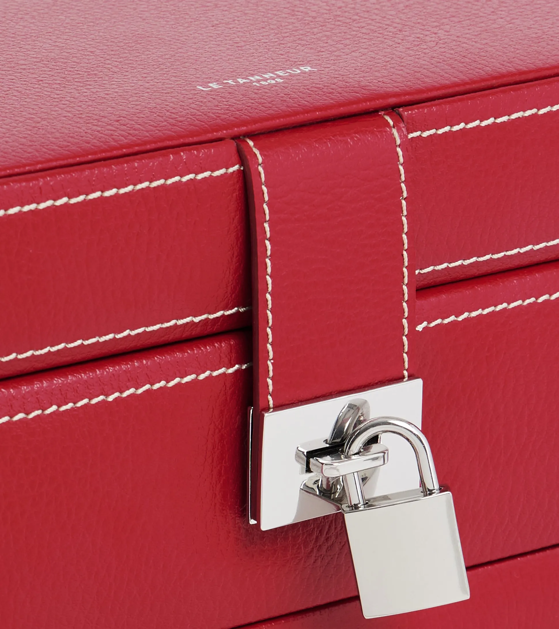 Boite à bijoux moyen modèle ouverture automatique en cuir - Garnet red