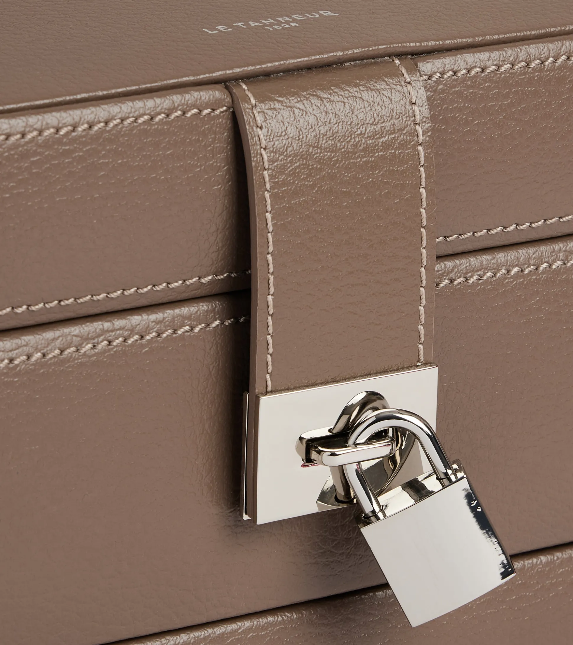 Boite à bijoux moyen modèle ouverture automatique en cuir - TAUPE 2