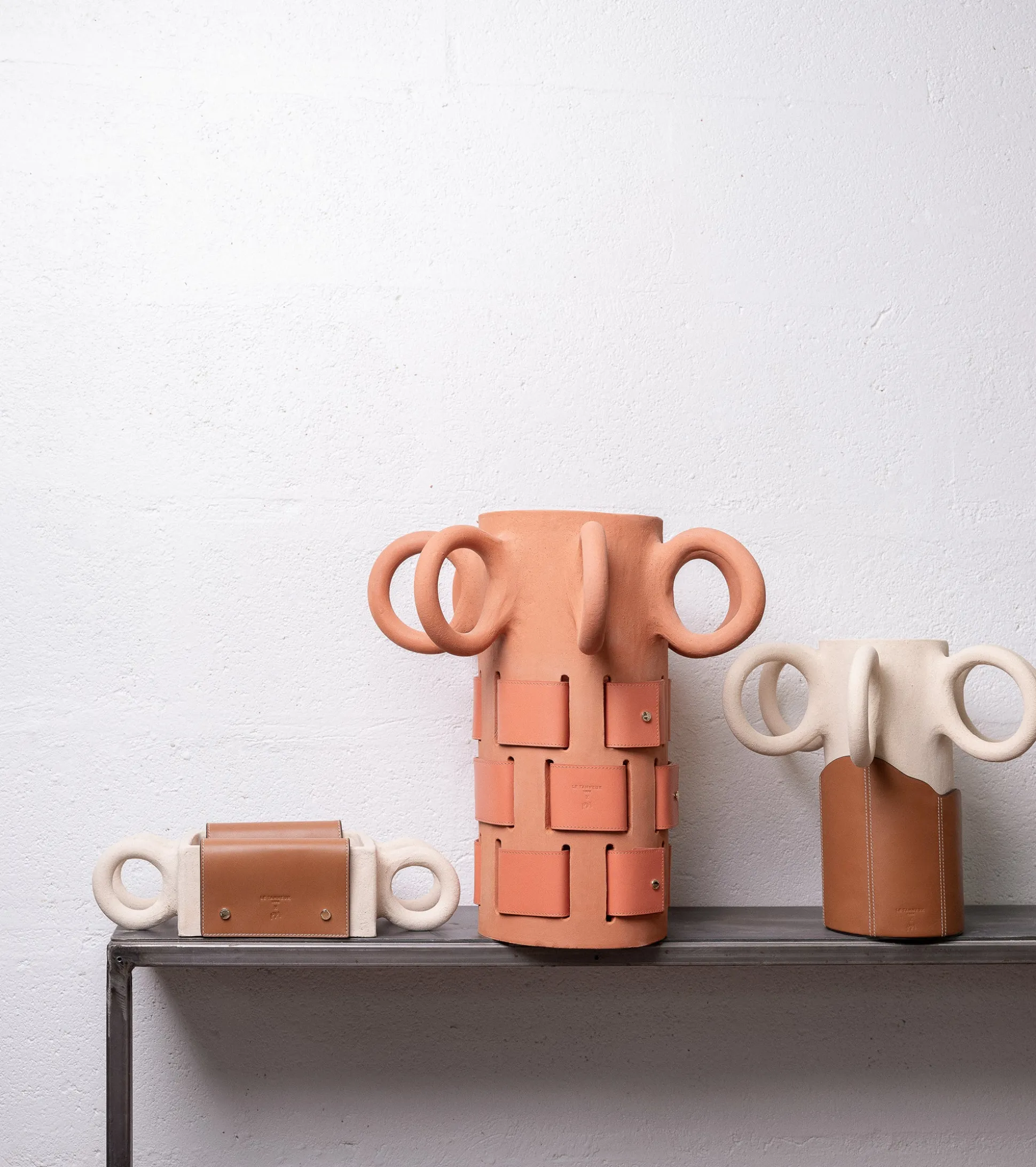 Cache Vase Damier Pia Chevalier - Orange Ocher