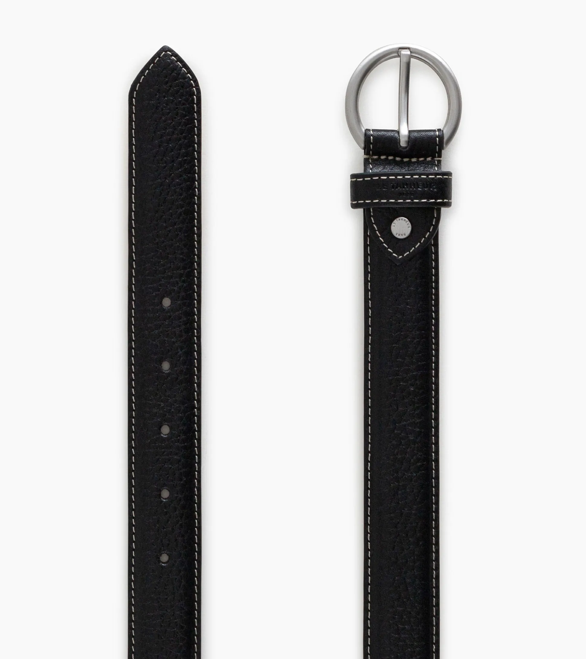 Ceinture femme avec boucle ronde en cuir grainé - Noir