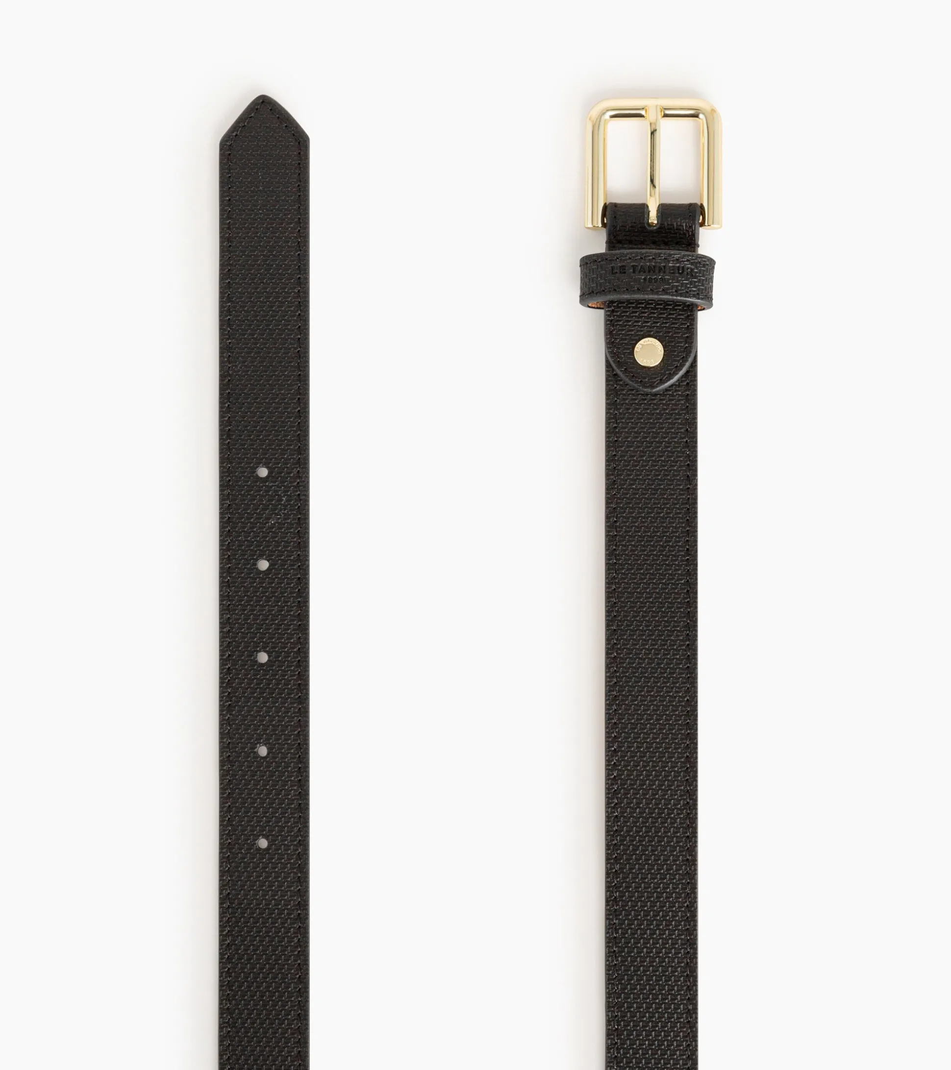 Ceinture femme avec boucle carrée en cuir signature t - Black