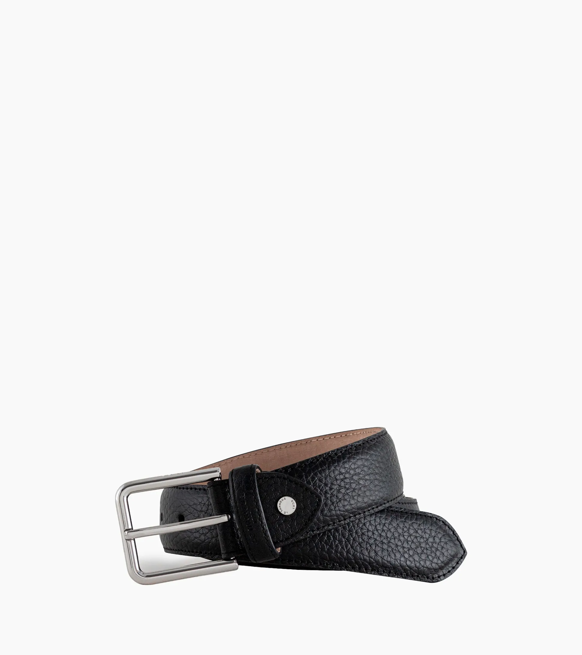 Ceinture homme avec boucle carrée Charles en cuir grainé - Noir
