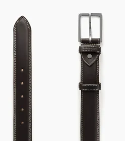 Ceinture homme avec boucle carrée Martin en cuir lisse - Marron
