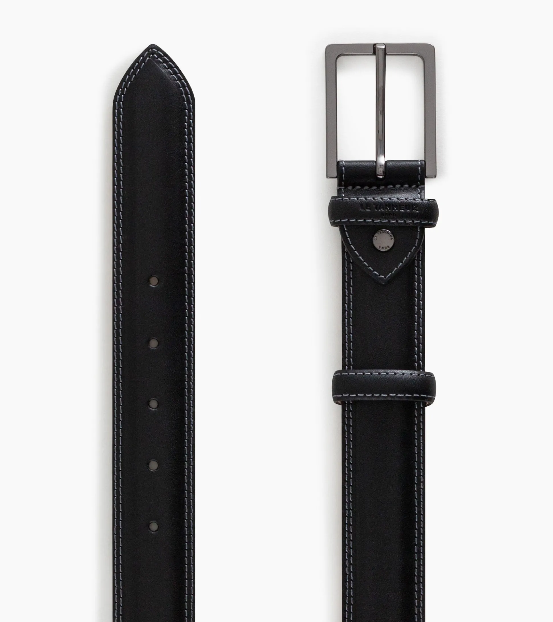 Ceinture homme avec boucle carrée Martin en cuir lisse - Noir