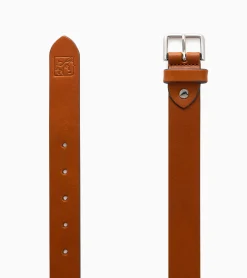 Ceinture homme avec boucle carrée en cuir lisse - Brown Tan