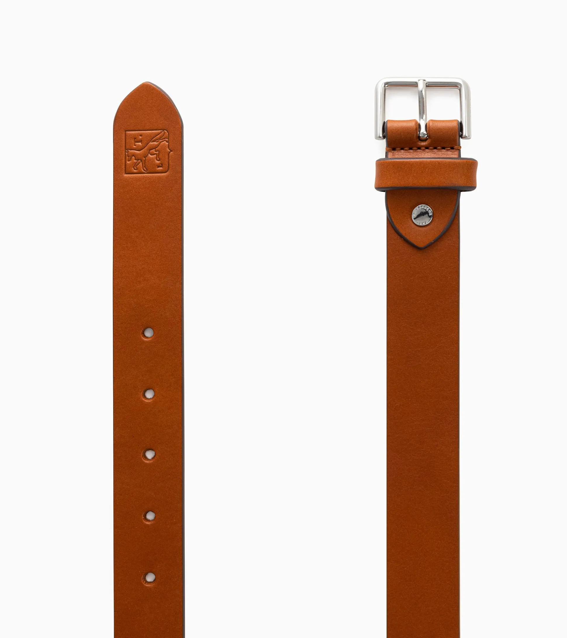 Ceinture homme avec boucle carrée en cuir lisse - Brown Tan