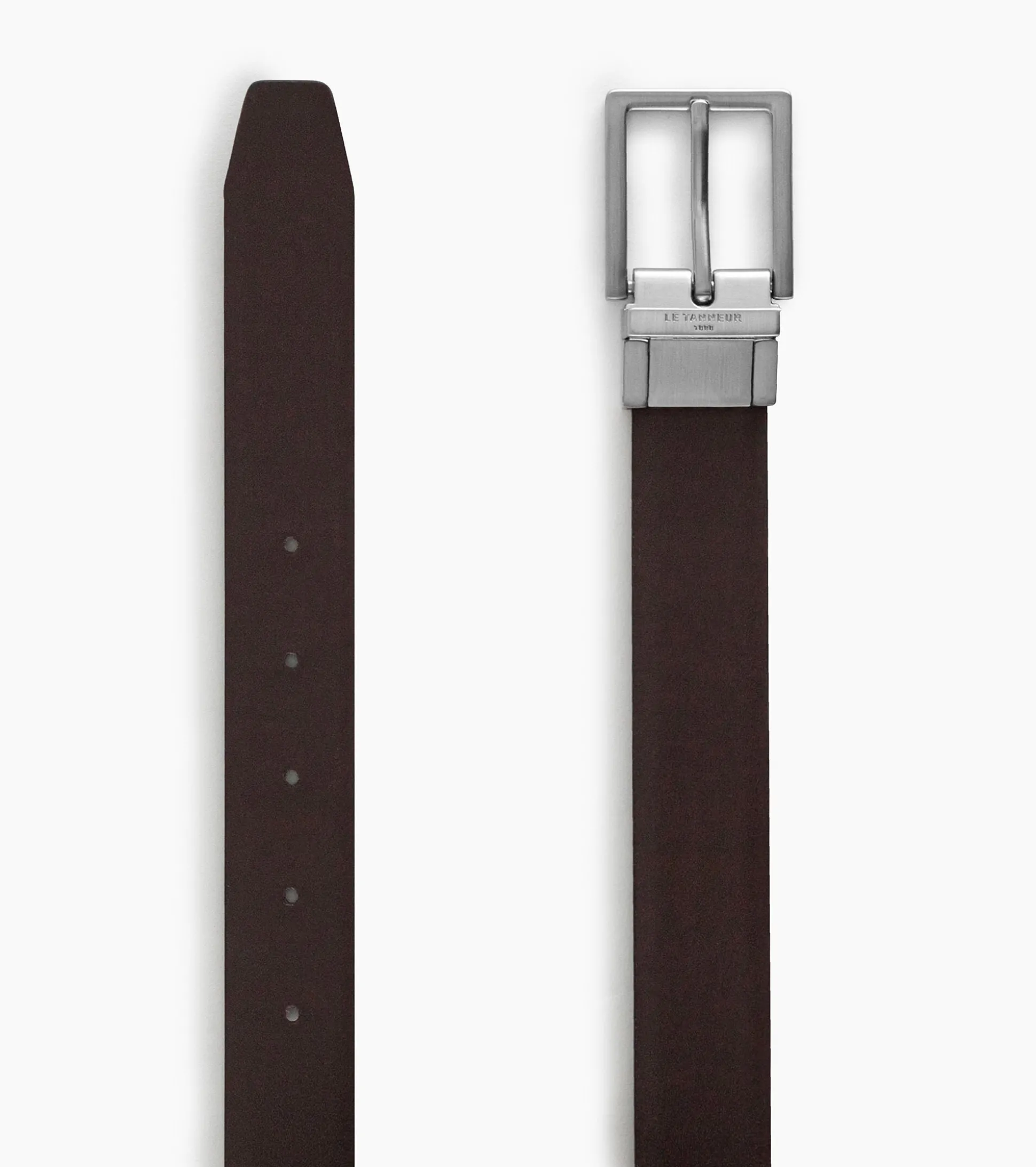 Ceinture homme classique avec boucle carrée en cuir lisse - Noir et Marron