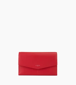 Compagnon à rabat Charlotte en cuir lisse - Garnet red