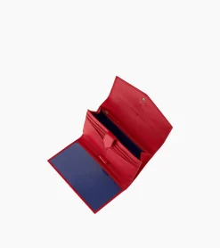 Compagnon à rabat Charlotte en cuir lisse - Garnet red