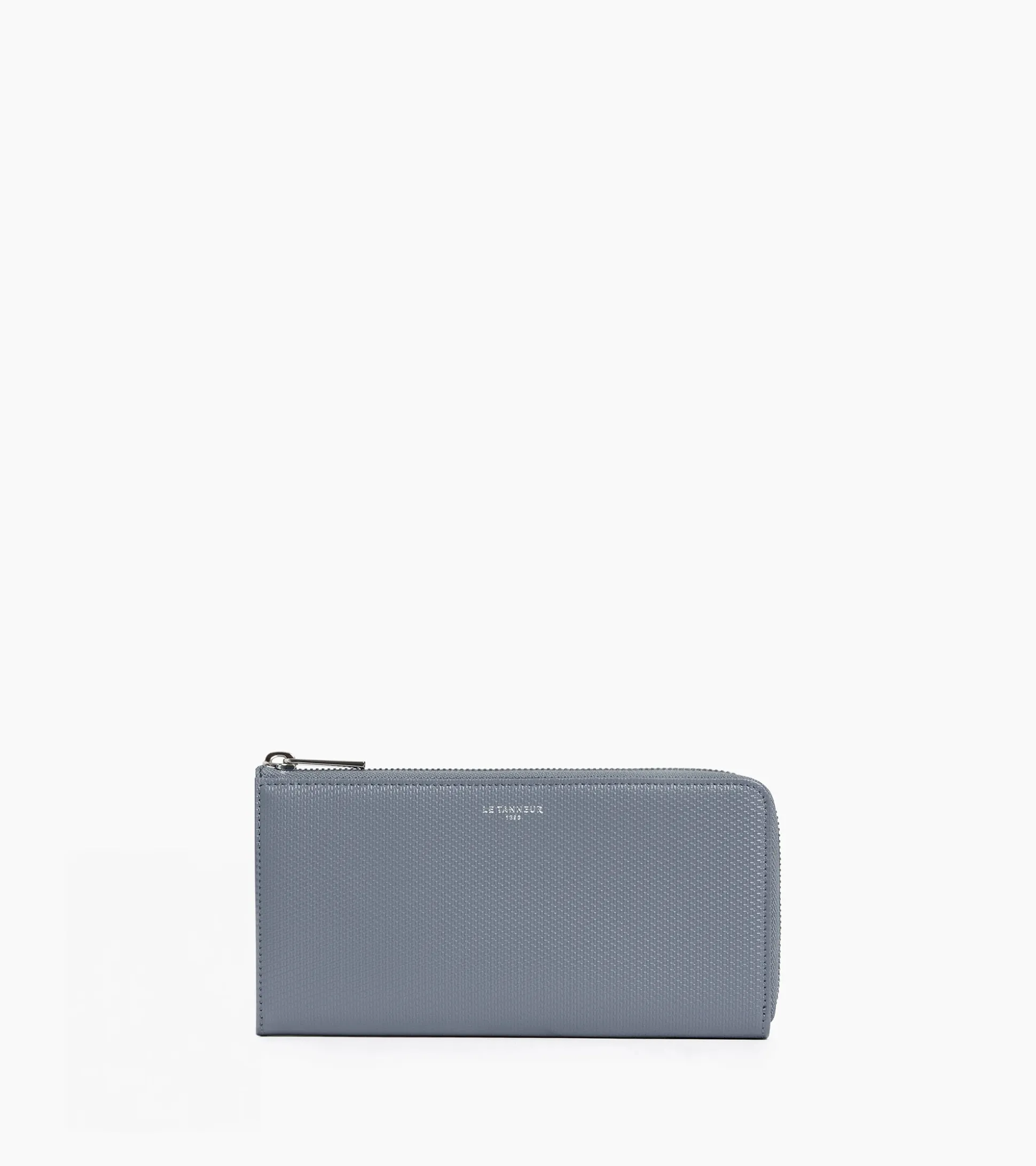 Compagnon zippé Emilie en cuir signature T - BLEU ARGILE