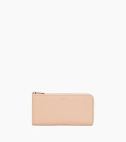 Compagnon zippé Emilie en cuir signature T - ROSE POUDRE
