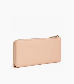 Compagnon zippé Emilie en cuir signature T - ROSE POUDRE