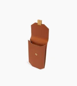Etui téléphone à rabat Rose en cuir lisse - Brown Tan