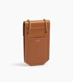 Etui téléphone à rabat Rose en cuir lisse - Brown Tan