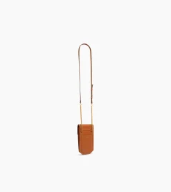 Etui téléphone à rabat Rose en cuir lisse - Brown Tan