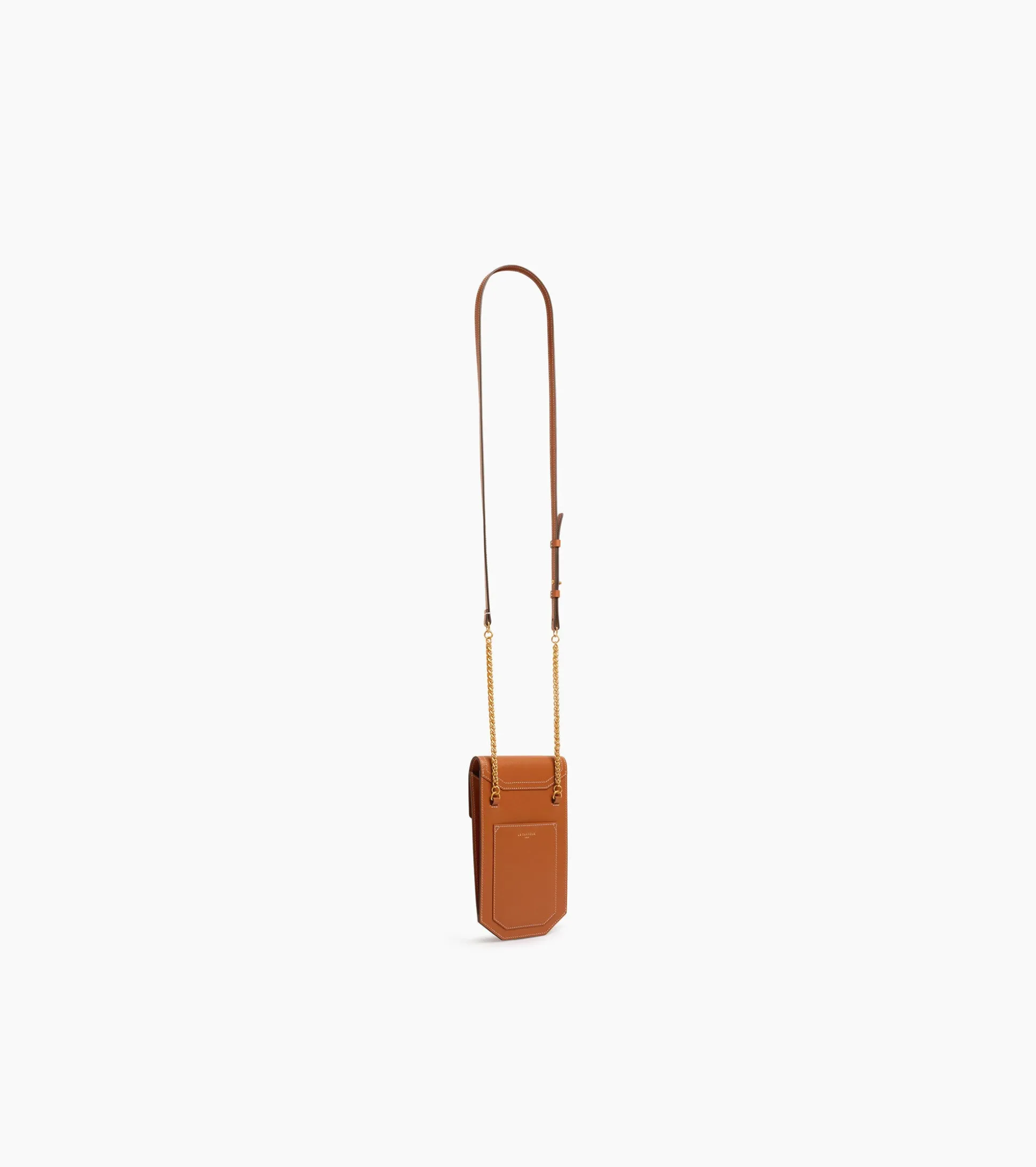 Etui téléphone à rabat Rose en cuir lisse - Brown Tan