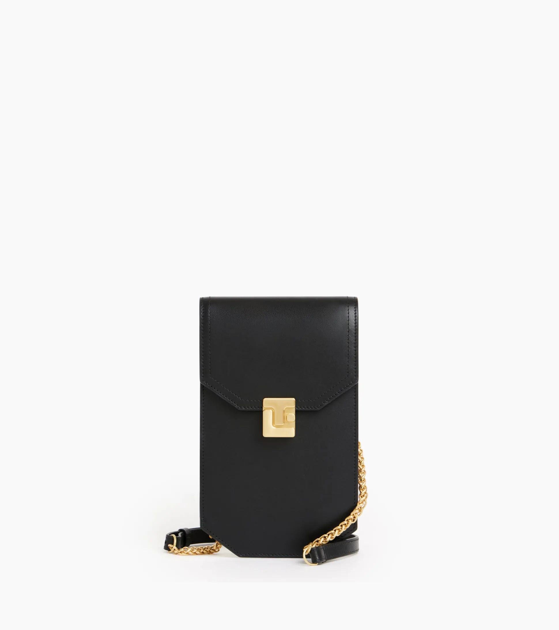 Etui téléphone à rabat Rose en cuir lisse - Black