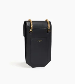 Etui téléphone à rabat Rose en cuir lisse - Black