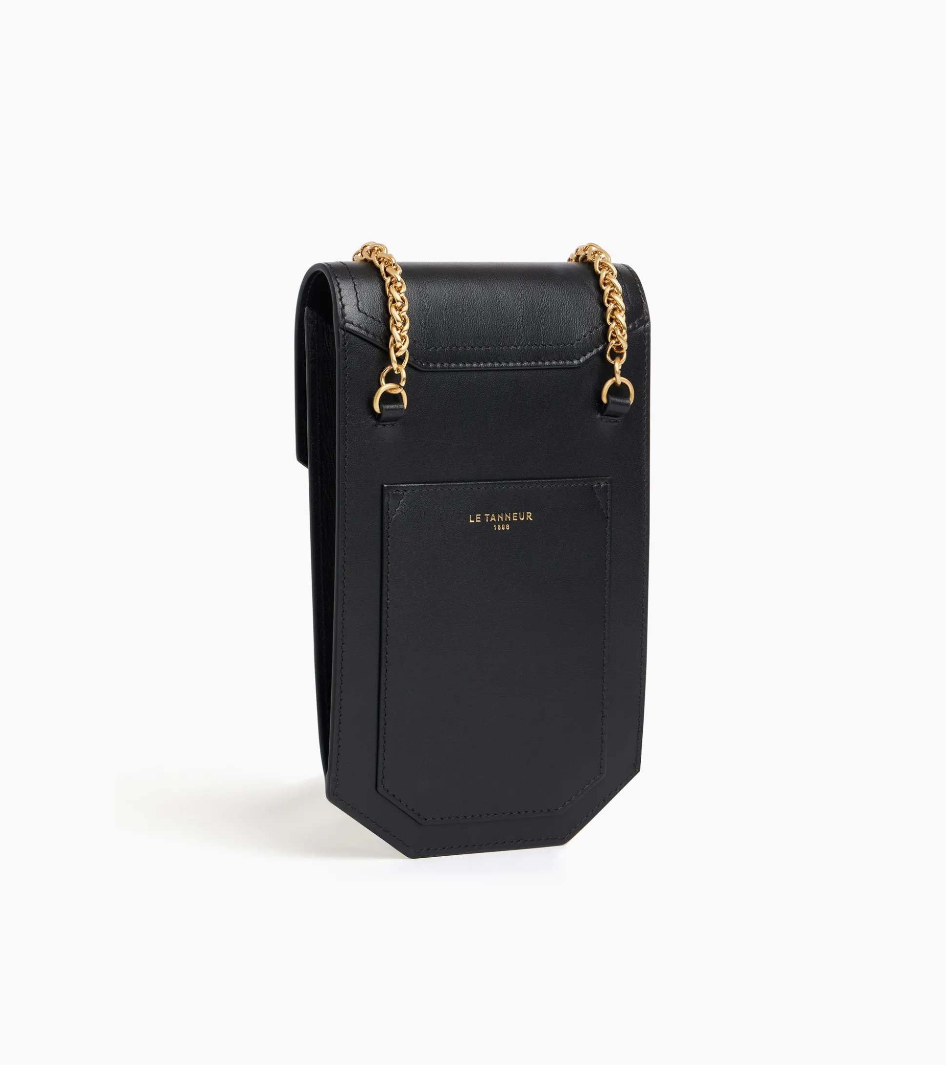 Etui téléphone à rabat Rose en cuir lisse - Black