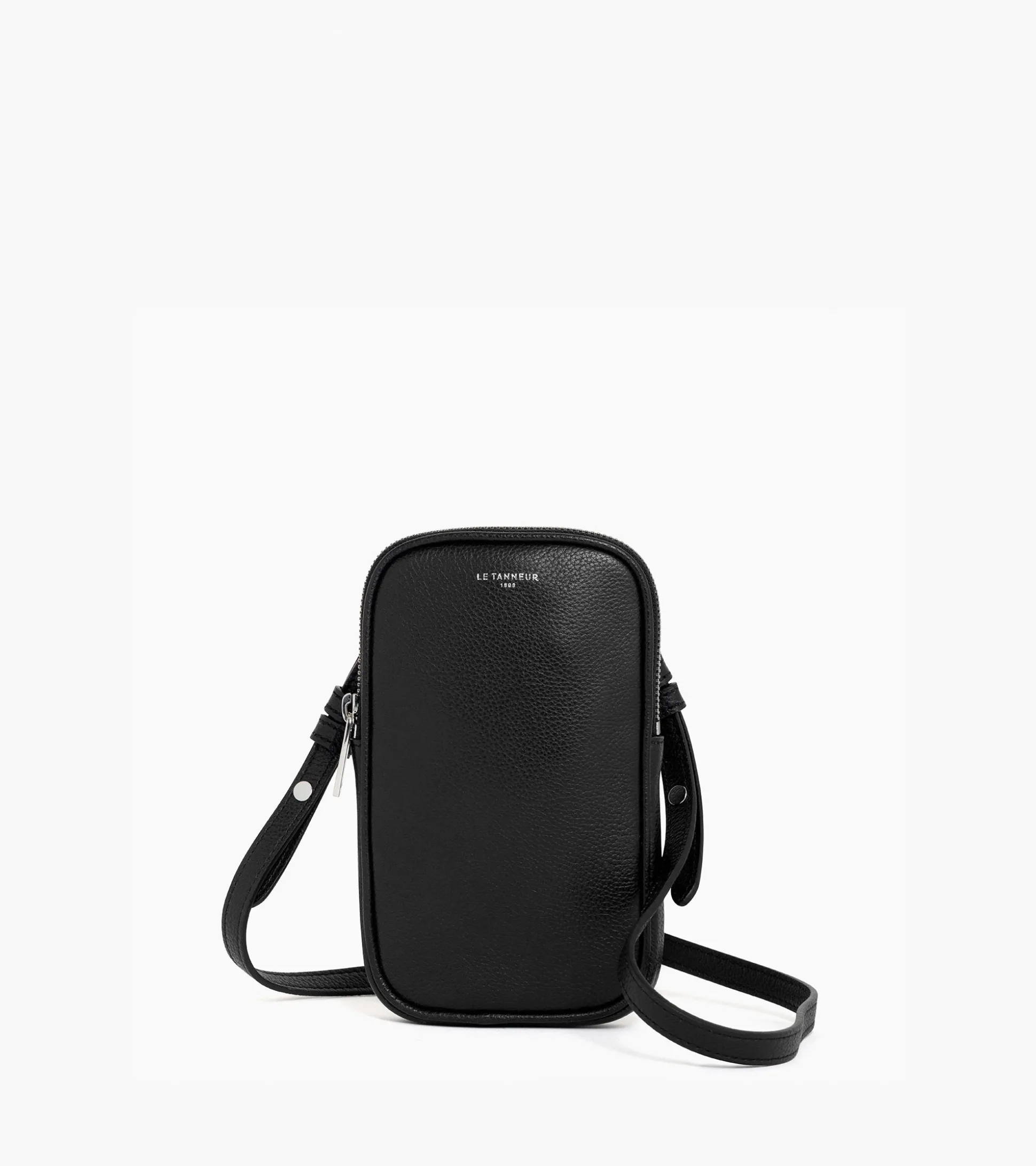 Etui téléphone Emile en cuir grainé - Black