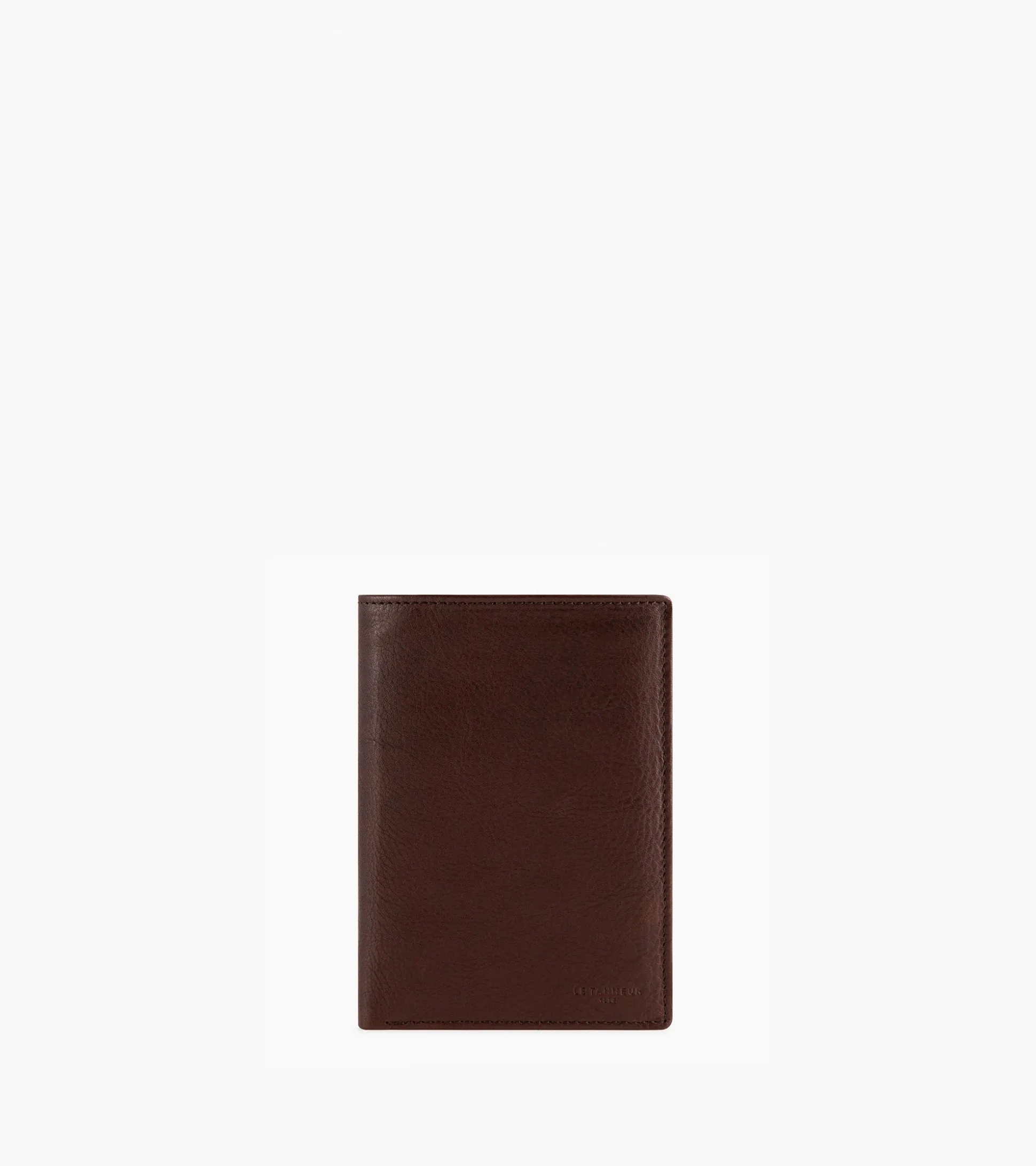 Grand portefeuille vertical zippé 2 volets Gary en cuir huilé - Brown
