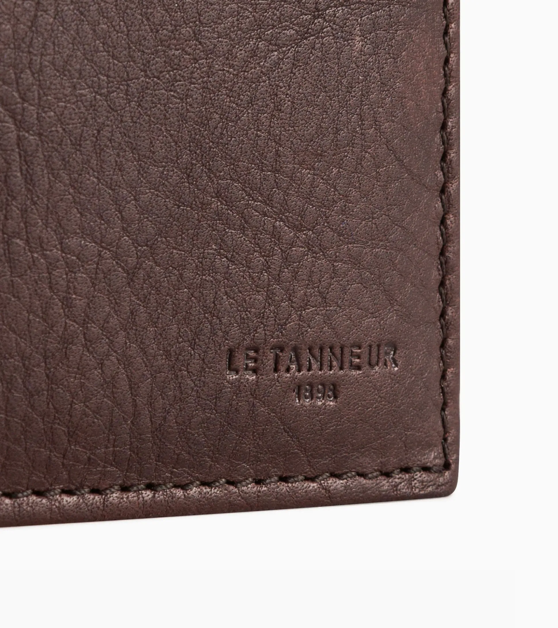 Grand portefeuille vertical zippé 2 volets Gary en cuir huilé - Brown