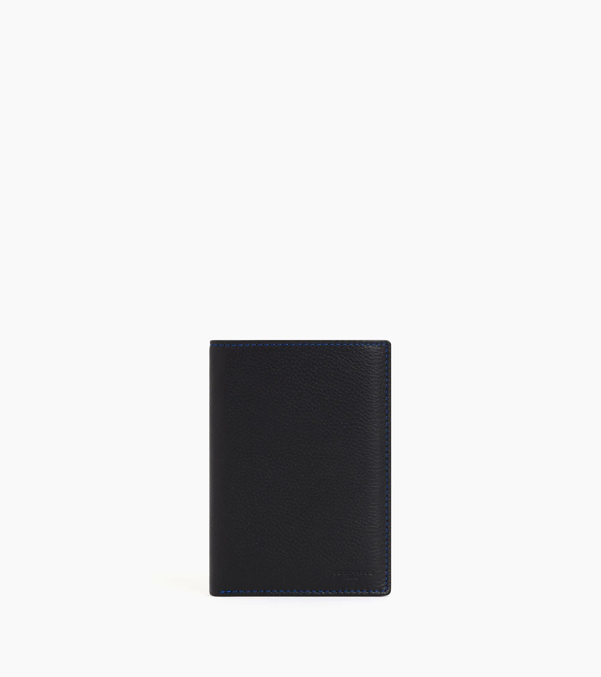 Grand portefeuille vertical zippé 2 volets Charles en cuir grainé - Black