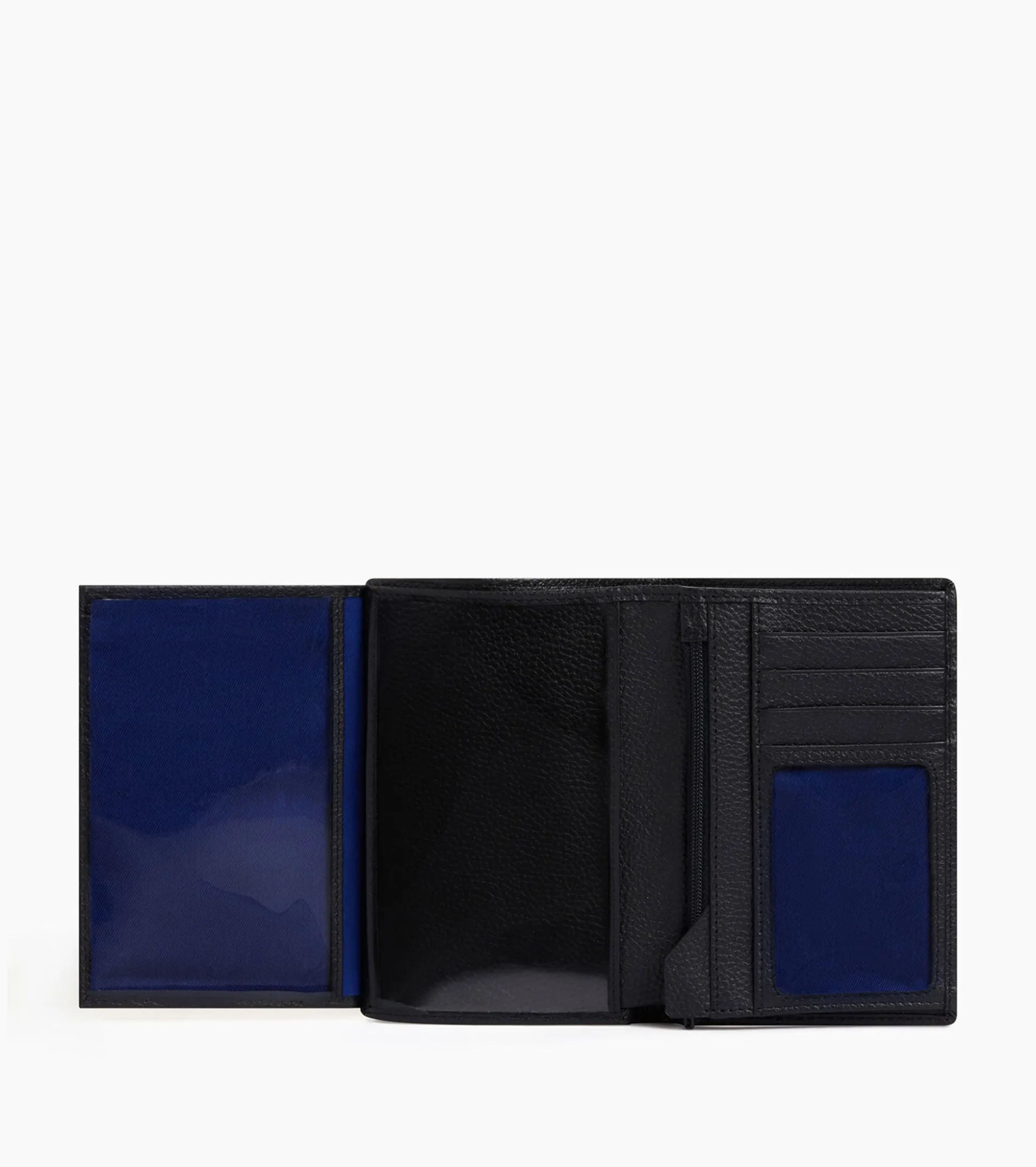 Grand portefeuille vertical zippé 2 volets Charles en cuir grainé - Black