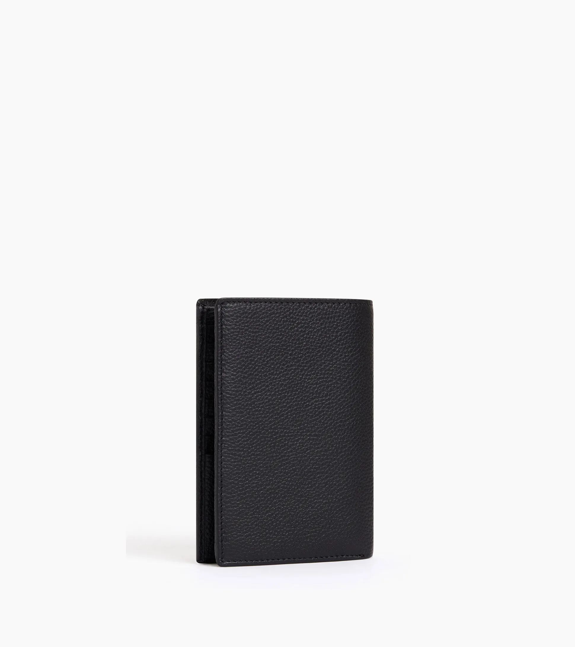 Grand portefeuille vertical zippé 2 volets Charles en cuir grainé - Black