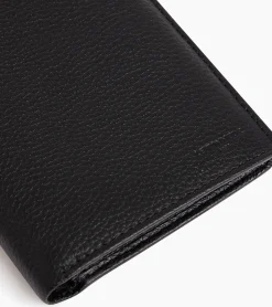 Grand portefeuille vertical zippé 2 volets Charles en cuir grainé - Black