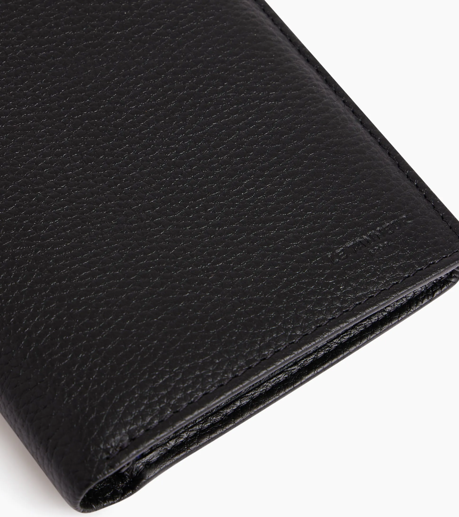 Grand portefeuille vertical zippé 2 volets Charles en cuir grainé - Black