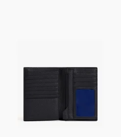 Grand portefeuille vertical zippé 2 volets Charles en cuir grainé - Black Le Bleu