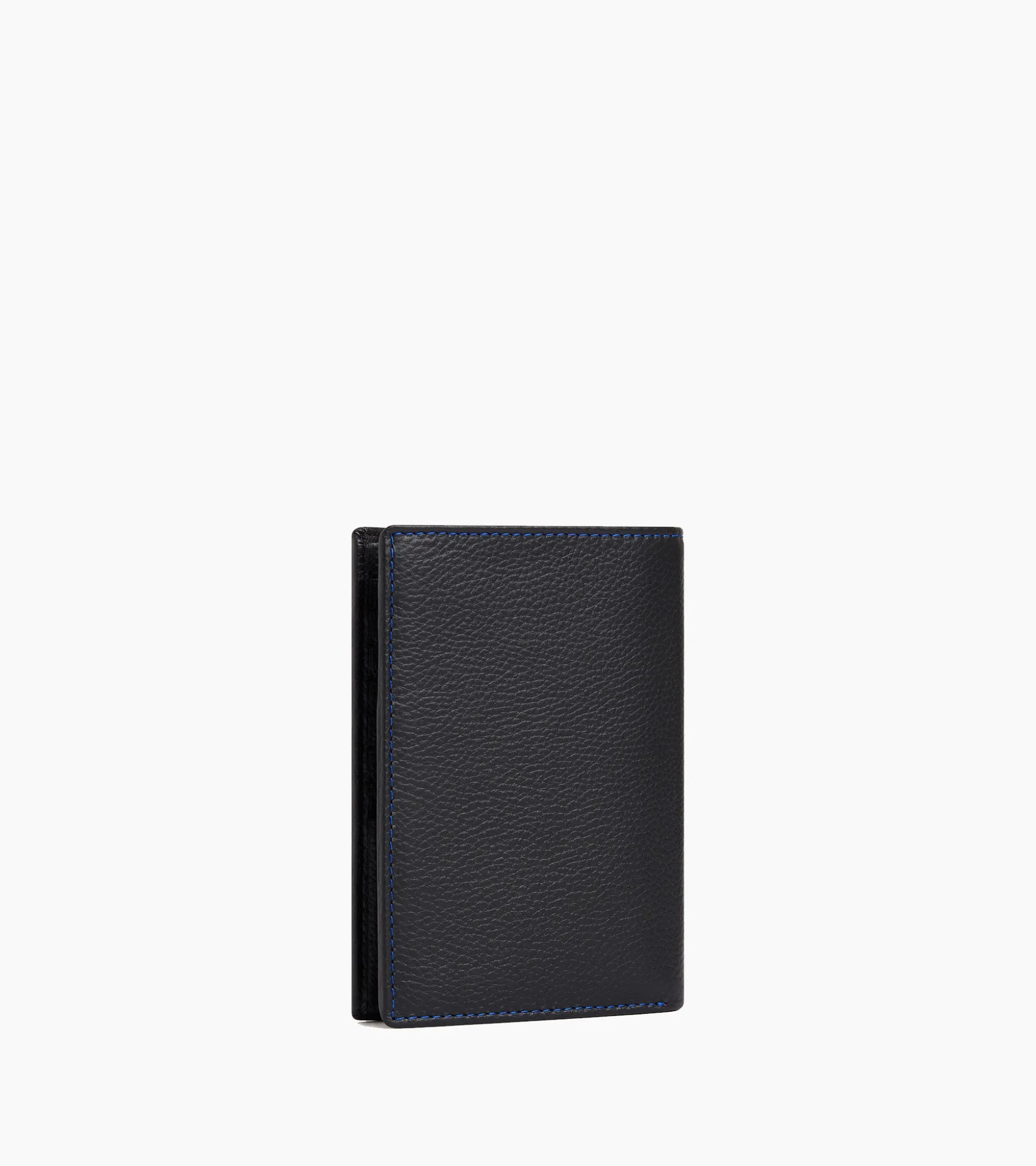 Grand portefeuille vertical zippé 2 volets Charles en cuir grainé - Black Le Bleu