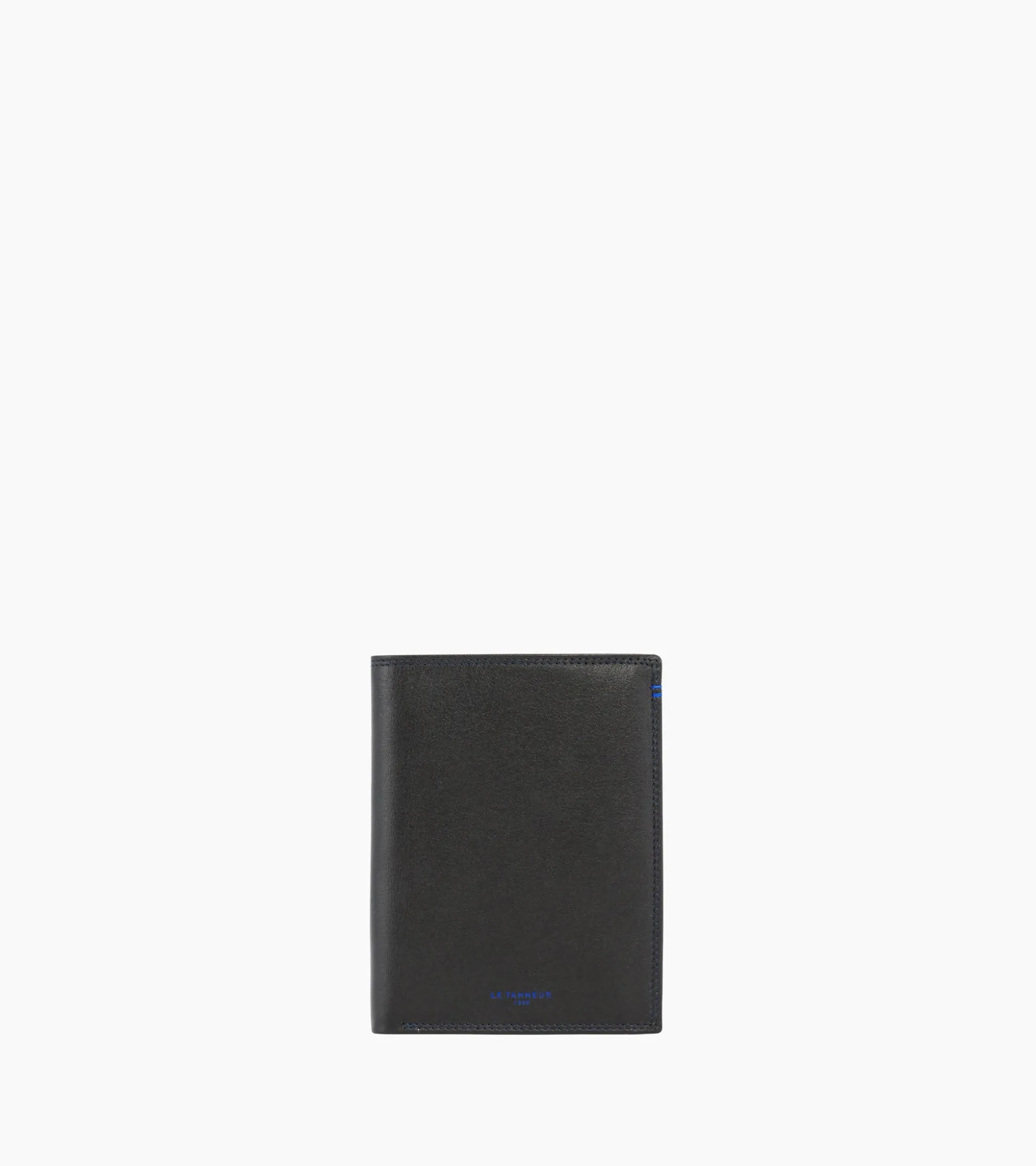 Grand portefeuille vertical zippé 2 volets Martin en cuir lisse - Black