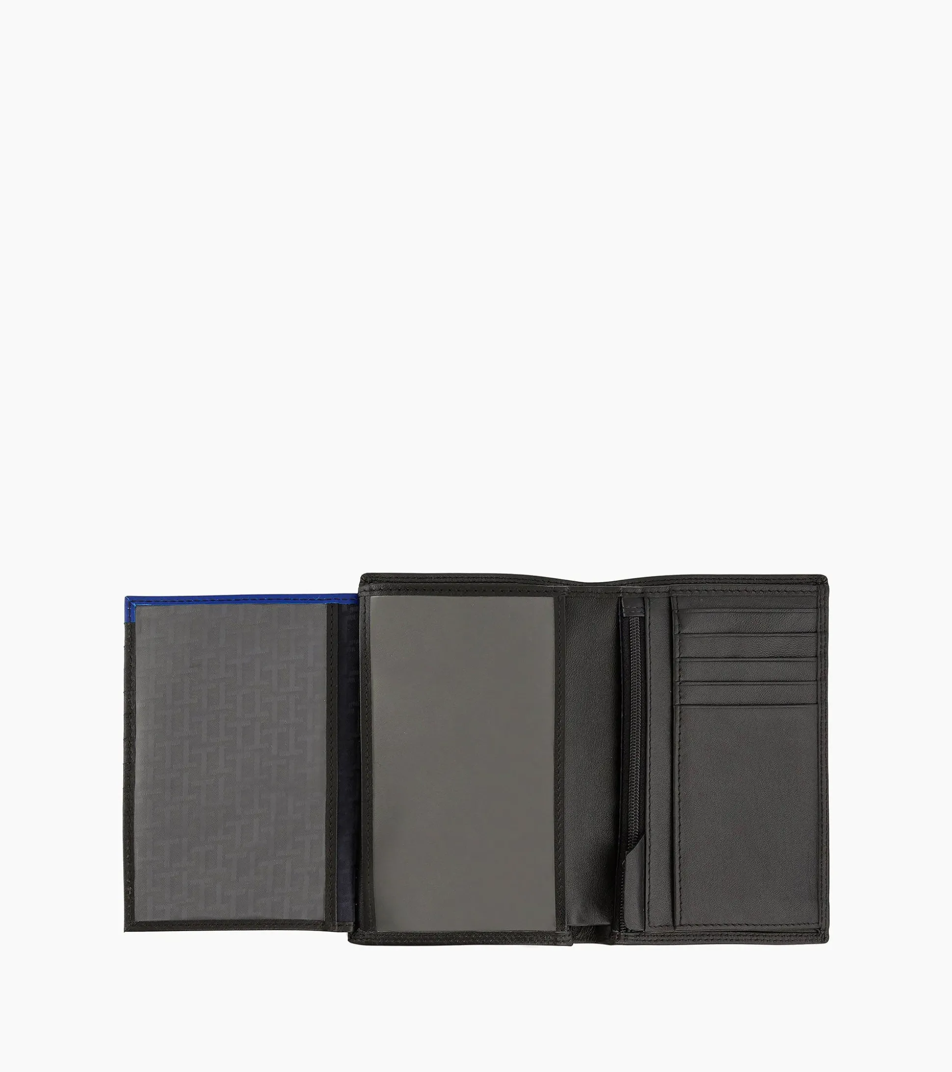 Grand portefeuille vertical zippé 2 volets Martin en cuir lisse - Black