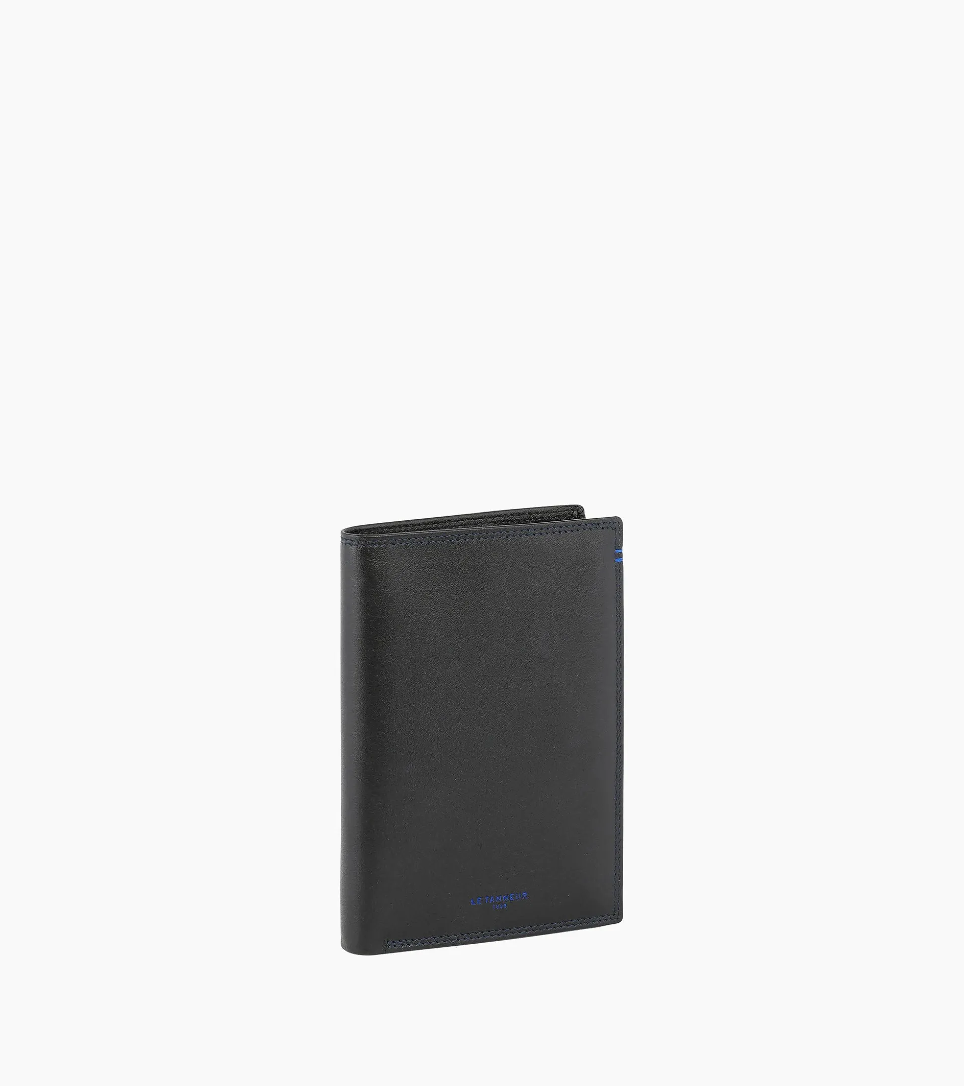 Grand portefeuille vertical zippé 2 volets Martin en cuir lisse - Black