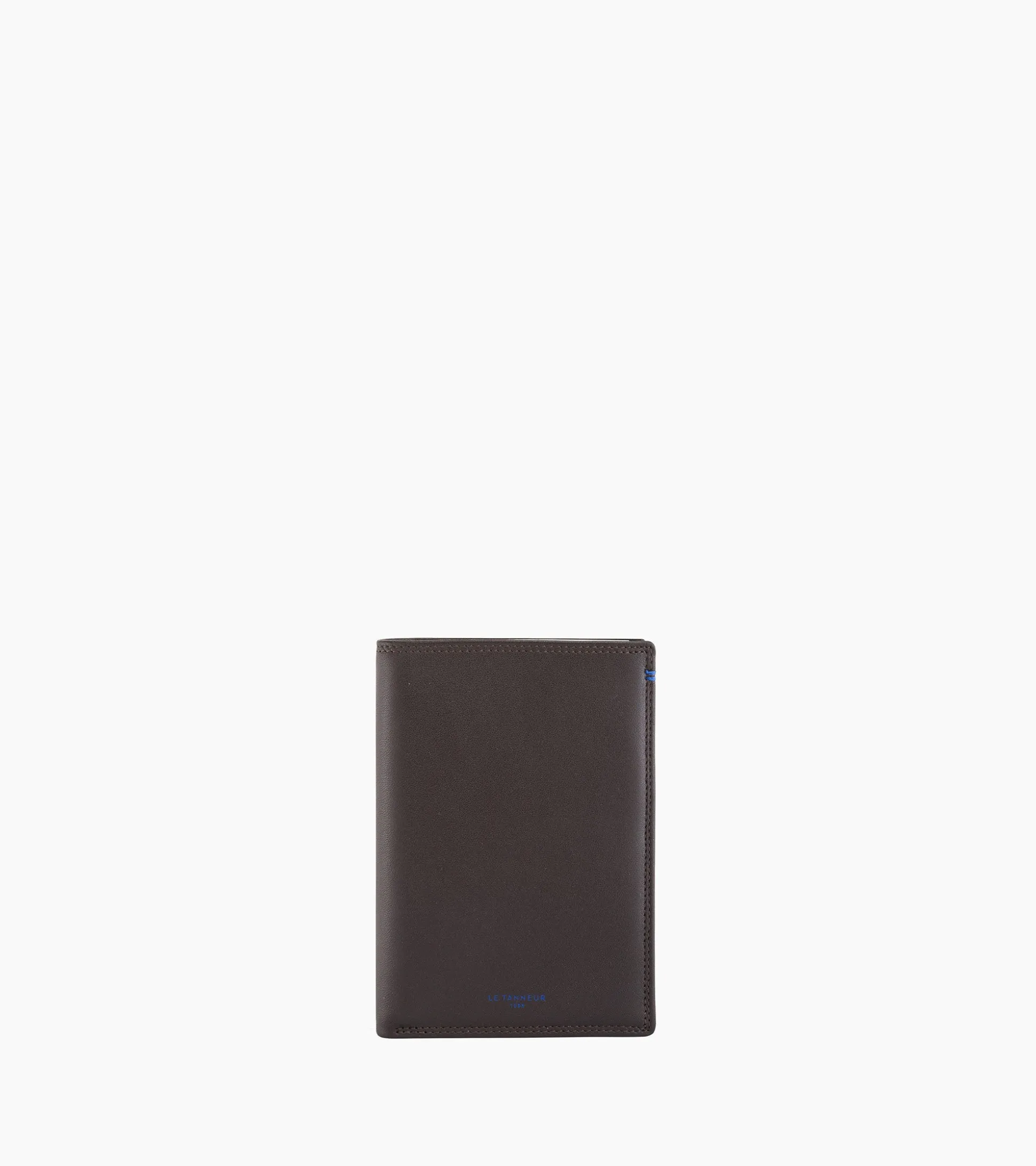 Grand portefeuille vertical zippé 2 volets Martin en cuir lisse - Coffee Brown