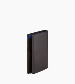 Grand portefeuille vertical zippé 2 volets Martin en cuir lisse - Coffee Brown