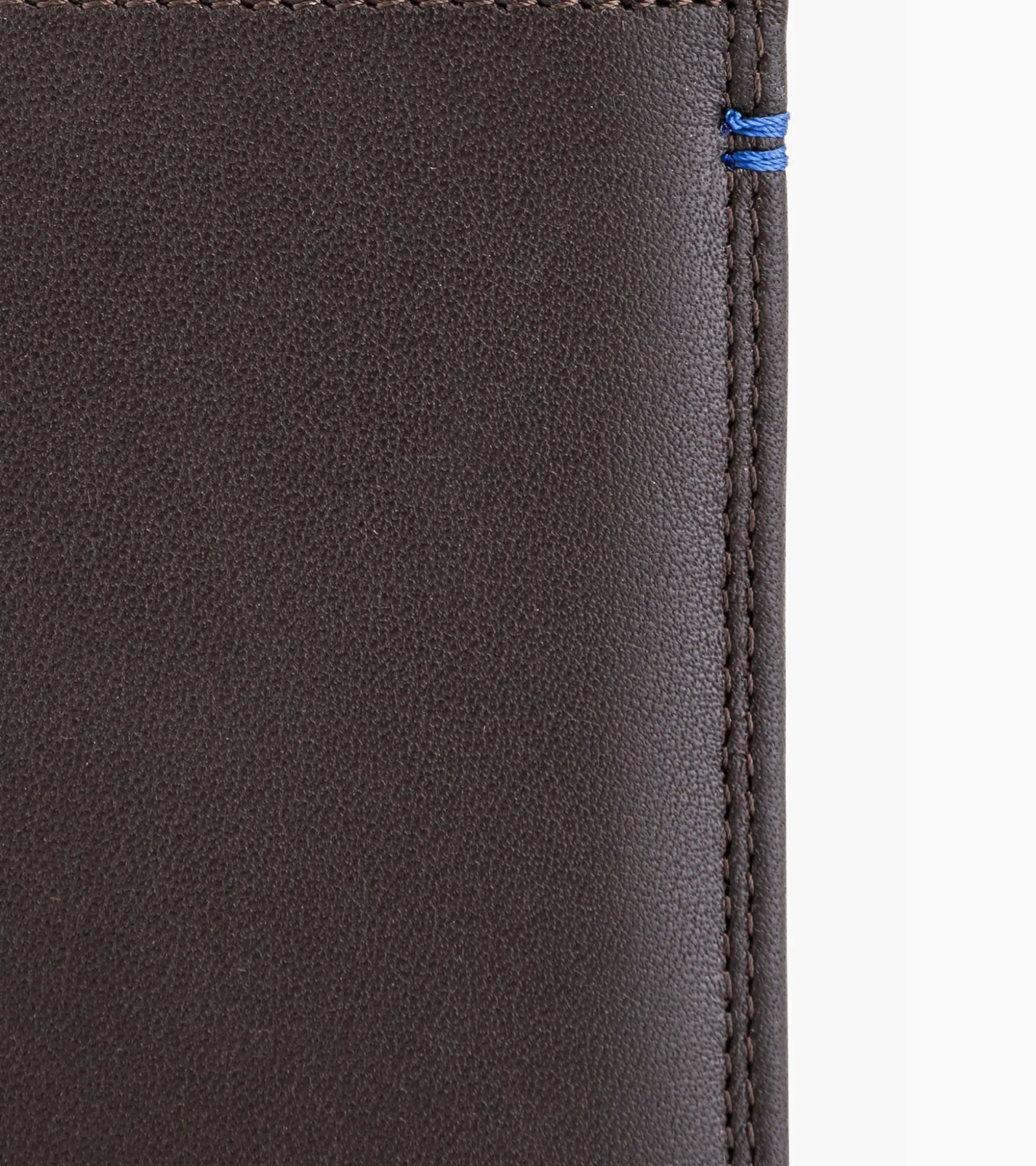 Grand portefeuille vertical zippé 2 volets Martin en cuir lisse - Coffee Brown