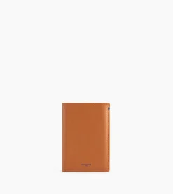 Grand portefeuille vertical zippé 2 volets Martin en cuir lisse - Brown Tan