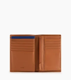 Grand portefeuille vertical zippé 2 volets Martin en cuir lisse - Brown Tan