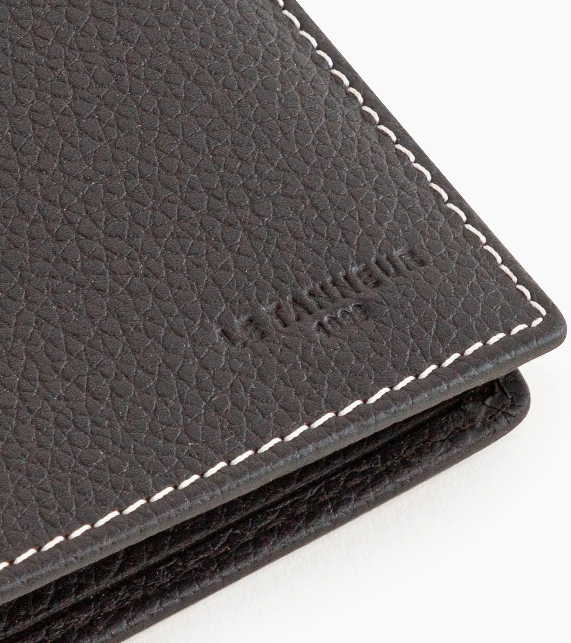 Grand portefeuille vertical zippé 2 volets Charles en cuir grainé - Brown Coffee Chalk White