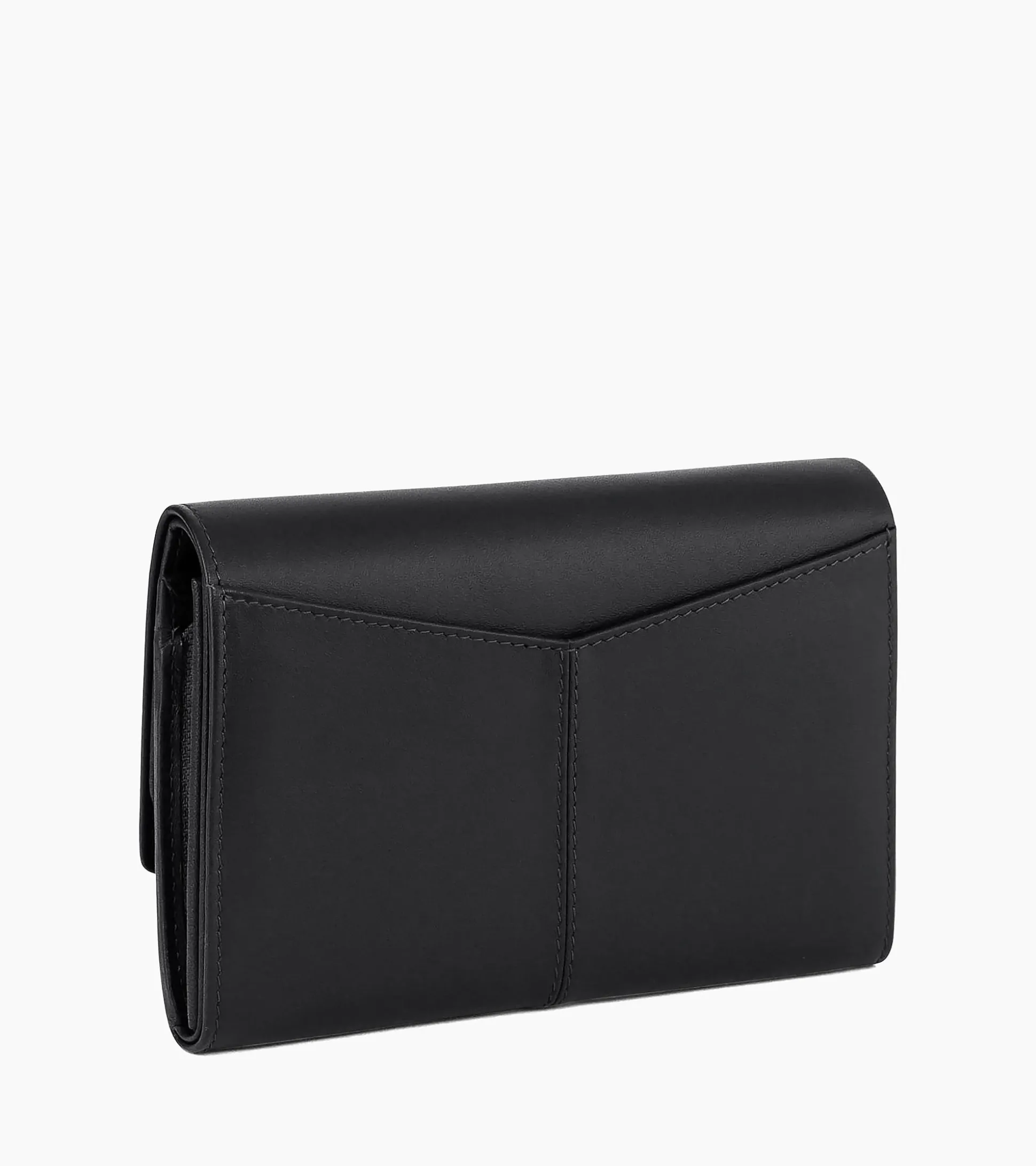 Grand portefeuille zippé Charlotte en cuir lisse - Black