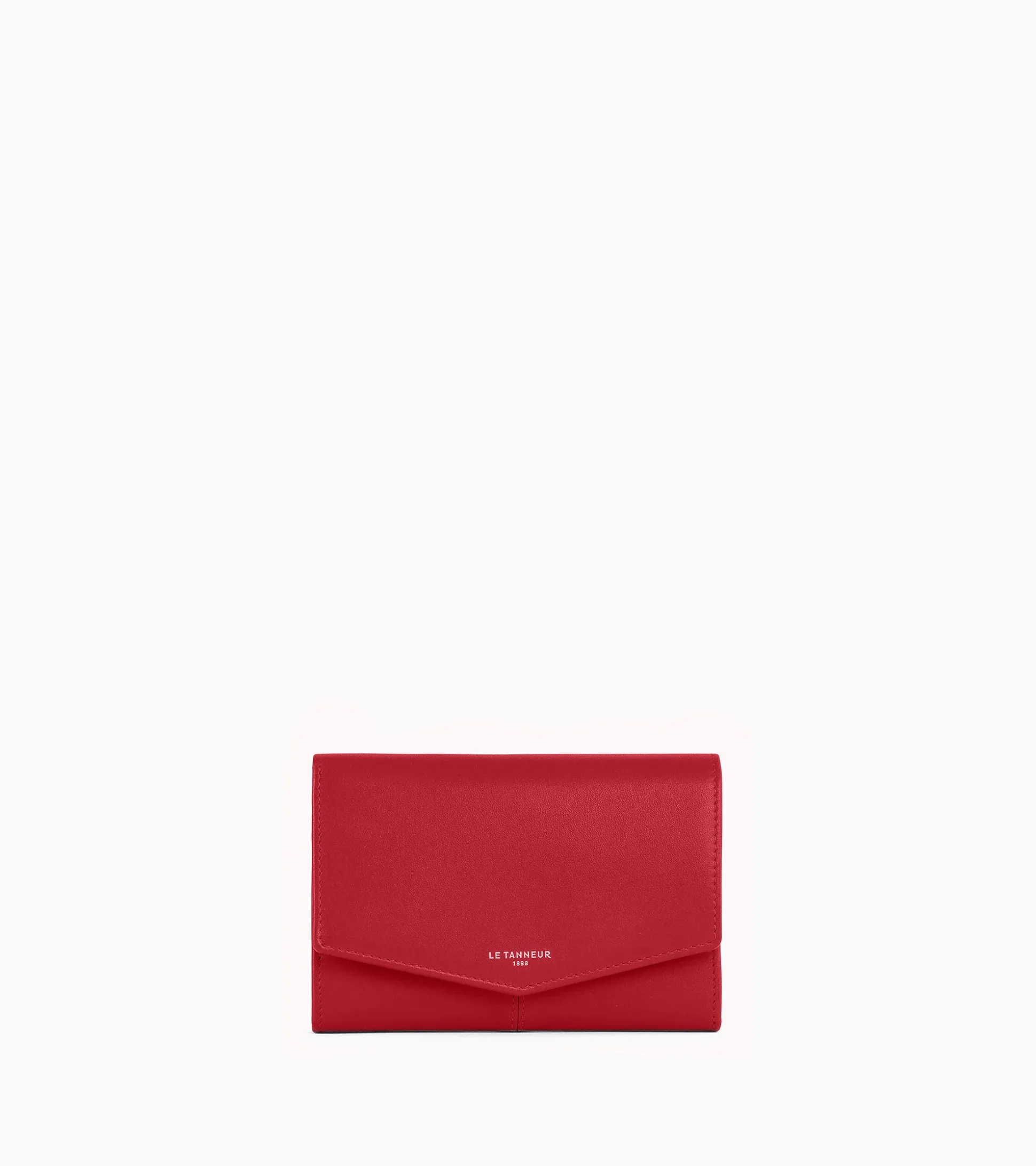 Grand portefeuille zippé Charlotte en cuir lisse - Garnet red