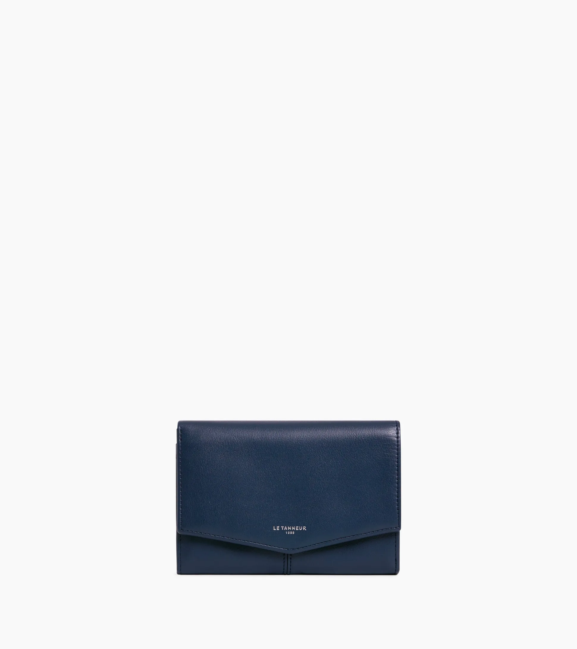 Grand portefeuille zippé Charlotte en cuir lisse - Twilight Blue